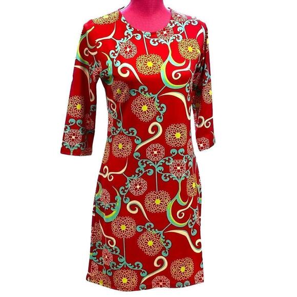 Tracy Negoshian Red Poppy Shift Dress, S, EUC - Picture 1 of 7